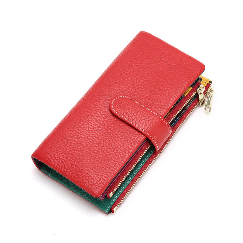 Women's Long Zipper Multiple Slots Soft Leather Ladies Wallets