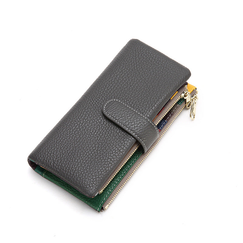 Women's Long Zipper Multiple Slots Soft Leather Ladies Wallets