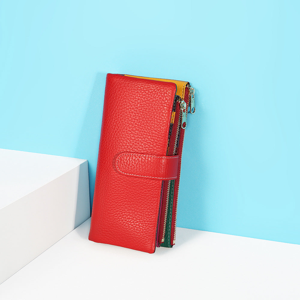 Women's Long Zipper Multiple Slots Soft Leather Ladies Wallets