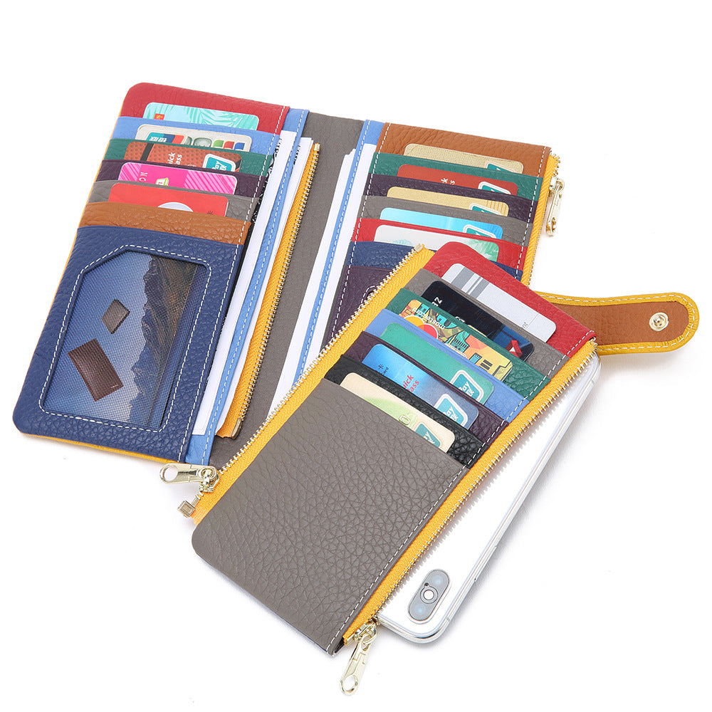 Women's Long Zipper Multiple Slots Soft Leather Ladies Wallets