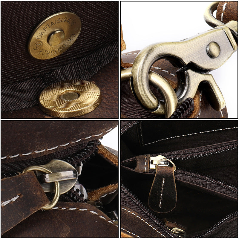 Men's Vintage Crazy Horse Leather Top Layer Men's Handbags