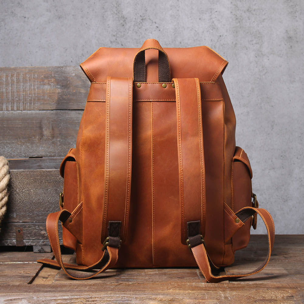 Men's Large Capacity First Layer Leather Crazy Bags