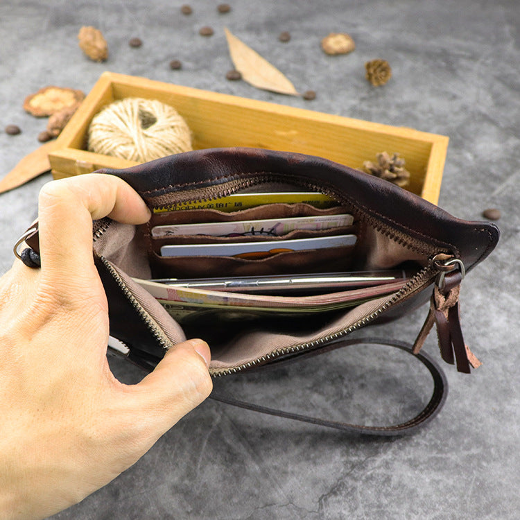 Men's Washed Leather Long Large Capacity Wrist Men's Wallets