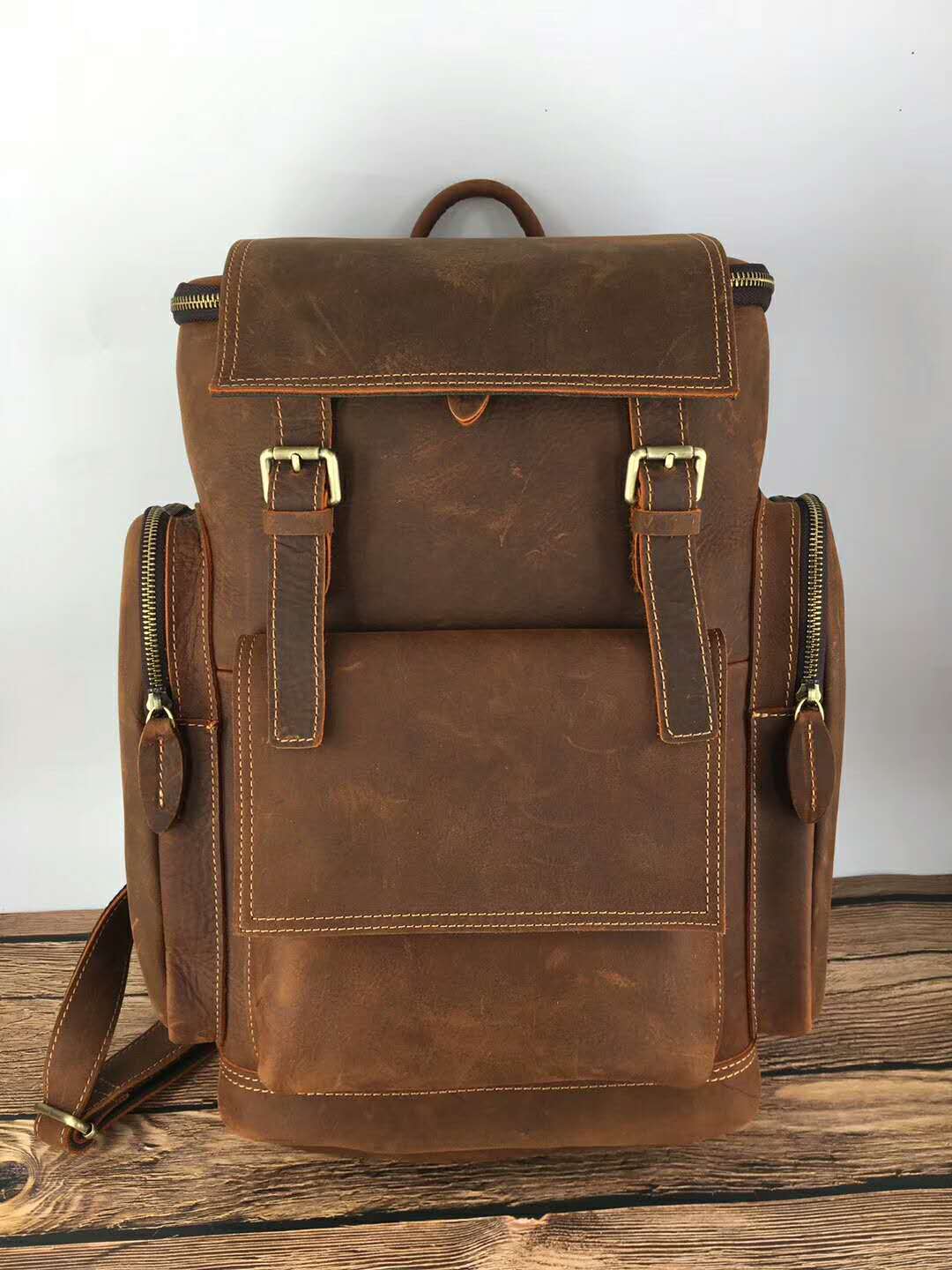 Women's & Men's & First Layer Leather Crazy Horse Backpacks