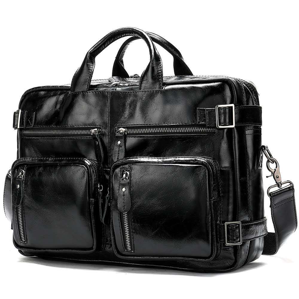 Men's Oily Leather Computer First Layer Official Bags