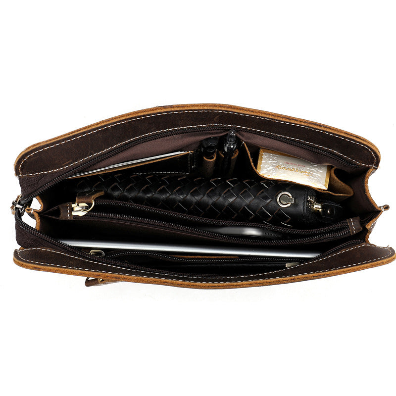 Men's Vintage Crazy Horse Leather Top Layer Men's Handbags
