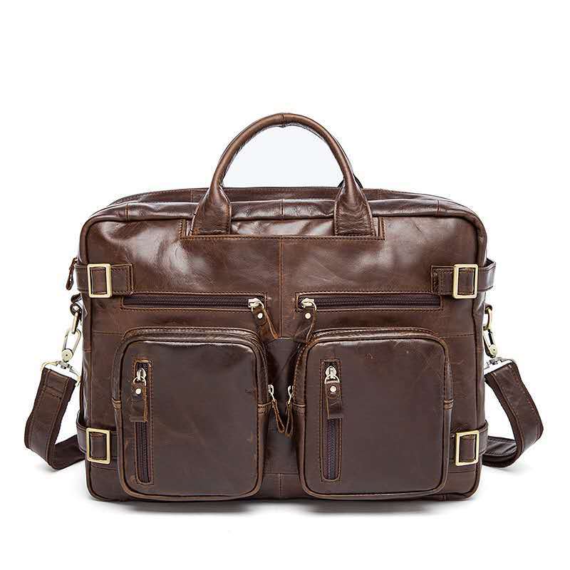 Men's Oily Leather Computer First Layer Official Bags