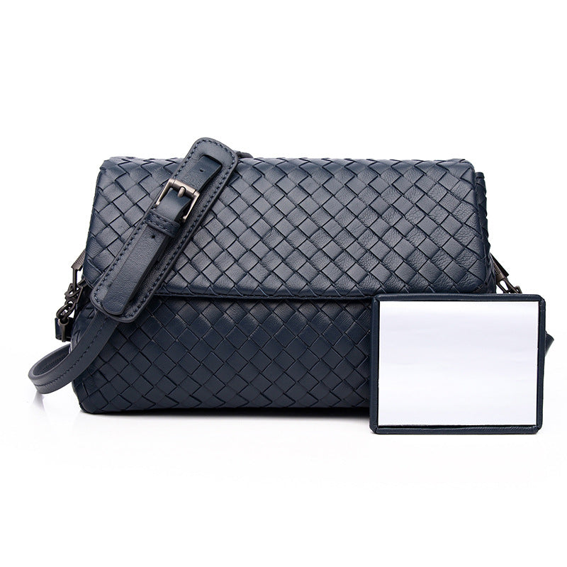 Women's Trendy Fashionable Leather Sheepskin Handmade Woven Crossbody Bags