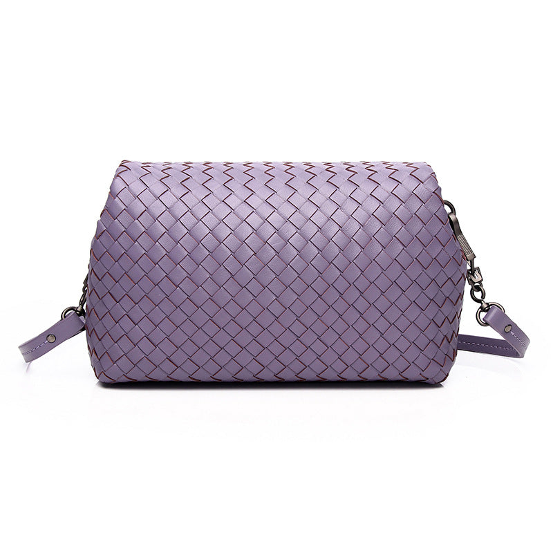 Women's Trendy Fashionable Leather Sheepskin Handmade Woven Crossbody Bags