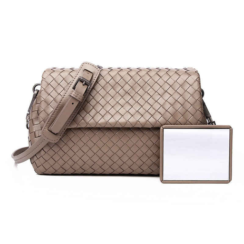 Women's Trendy Fashionable Leather Sheepskin Handmade Woven Crossbody Bags