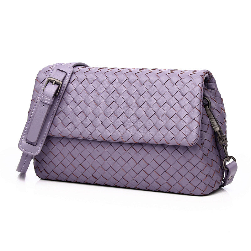 Women's Trendy Fashionable Leather Sheepskin Handmade Woven Crossbody Bags