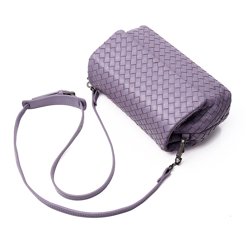 Women's Trendy Fashionable Leather Sheepskin Handmade Woven Crossbody Bags