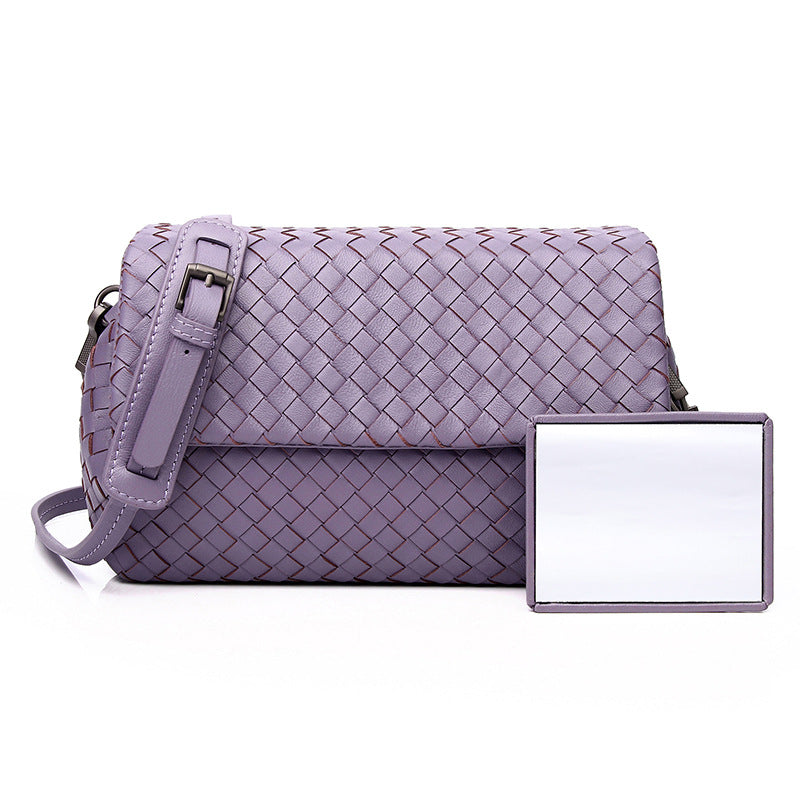 Women's Trendy Fashionable Leather Sheepskin Handmade Woven Crossbody Bags