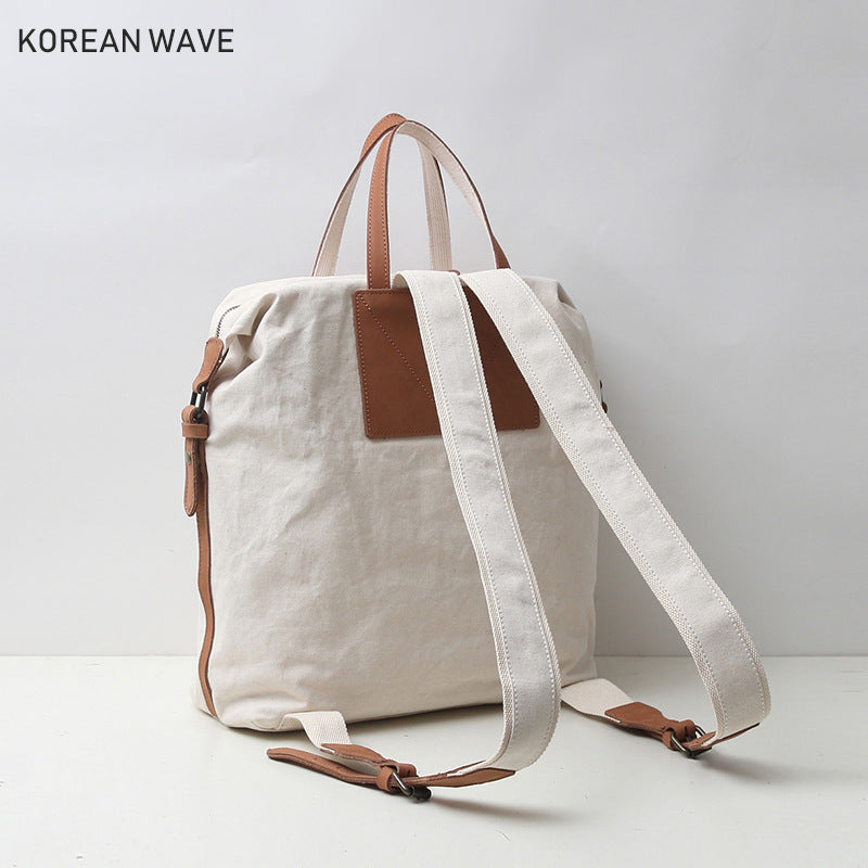 Women's & Men's & Canvas With Cowhide Korean Style Backpacks