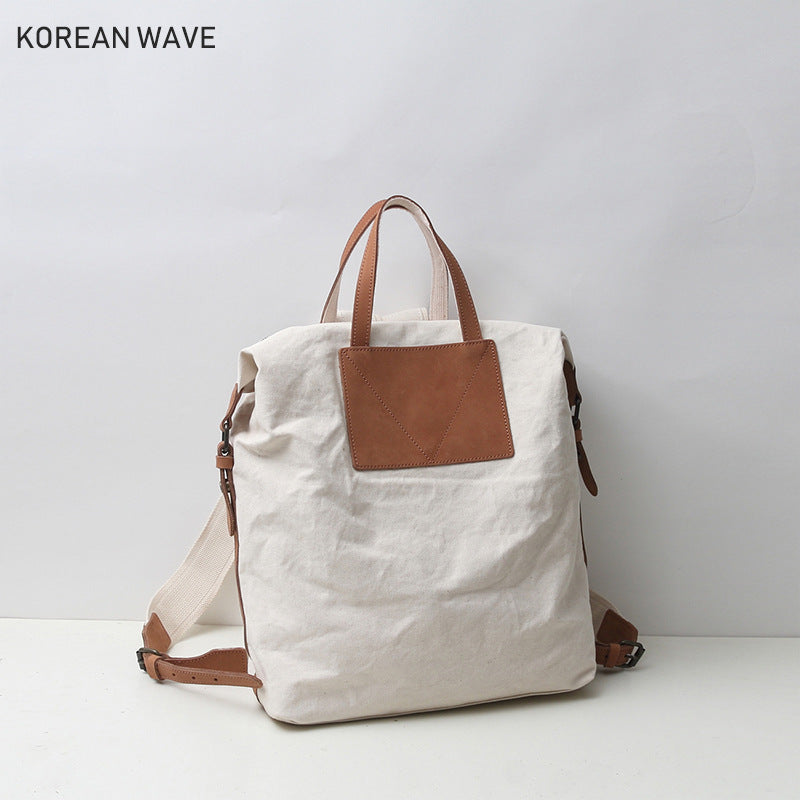 Women's & Men's & Canvas With Cowhide Korean Style Backpacks
