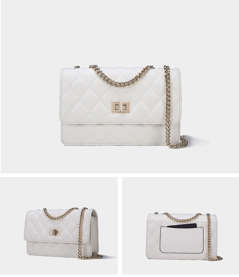 Women's Fashion Chain Style Diamond Red Genuine Crossbody Bags