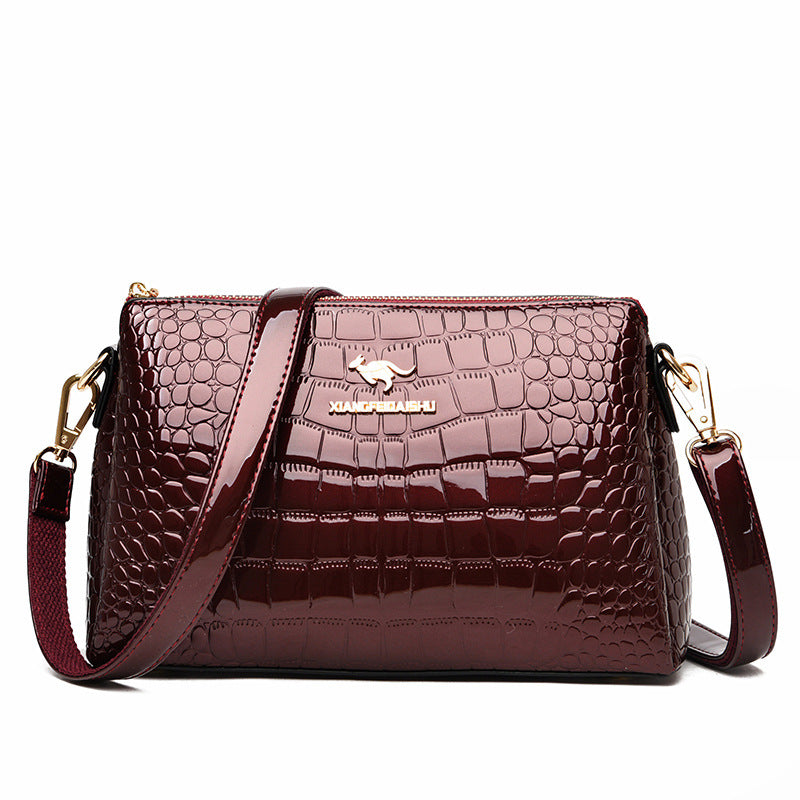 Women's Korean Crocodile Pattern Mother Simple Elegant Crossbody Bags