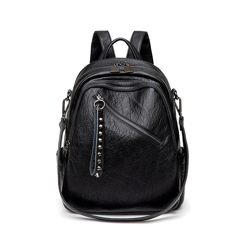 Women's Soft Leather Korean Simple Fashion Large Backpacks