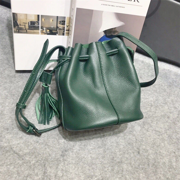 Women's Open Leather Retro Mini Korean Style Shoulder Bags