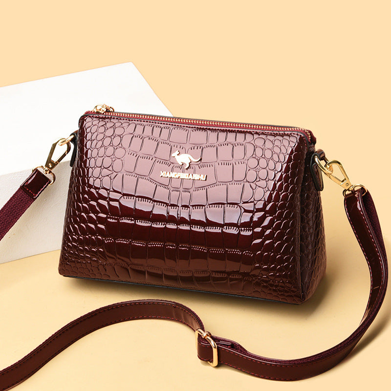 Women's Korean Crocodile Pattern Mother Simple Elegant Crossbody Bags