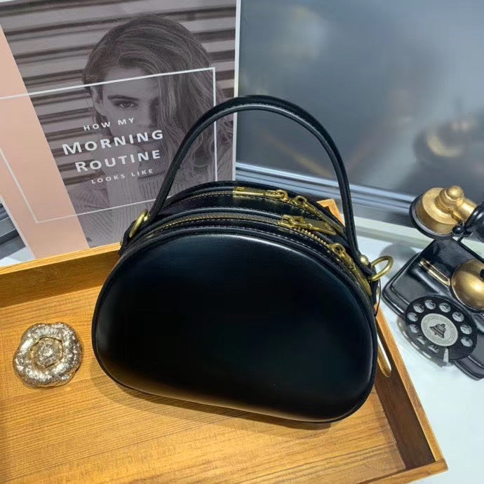 Women's Genuine Leather Round Korean Style Fashion Shoulder Bags