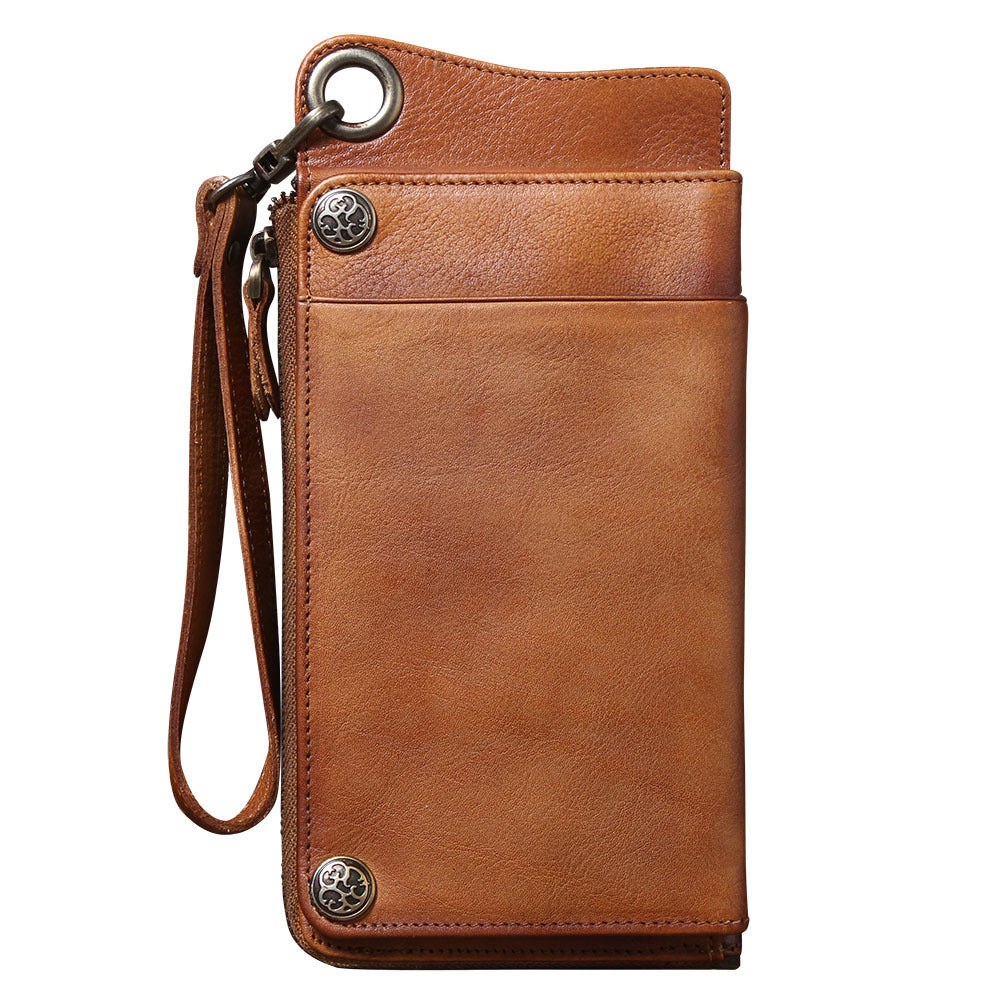 Women's & Men's & Layer Cowhide Long Versatile Handmade Men's Wallets