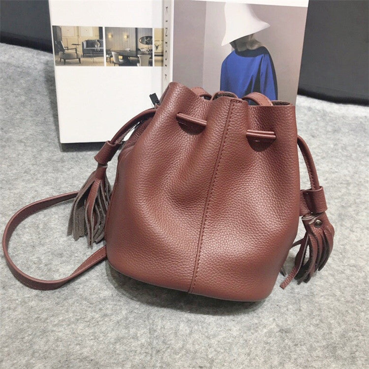 Women's Open Leather Retro Mini Korean Style Shoulder Bags