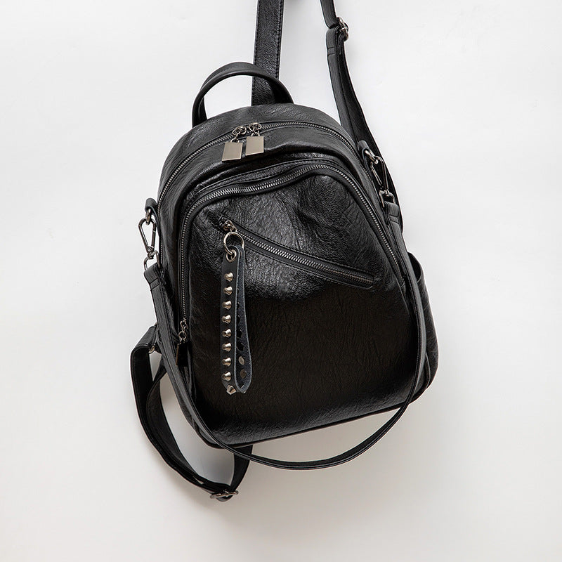 Women's Soft Leather Korean Simple Fashion Large Backpacks