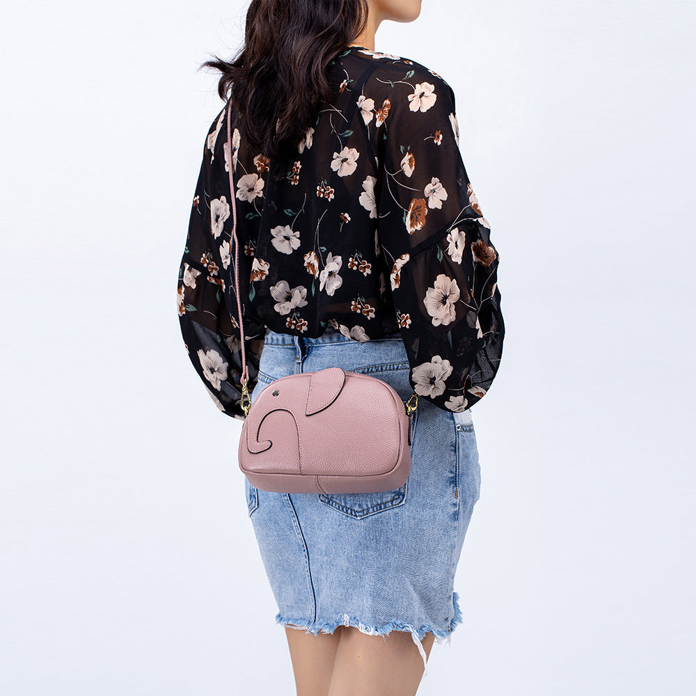 First Layer Cowhide Elephant Niche Live Crossbody Bags