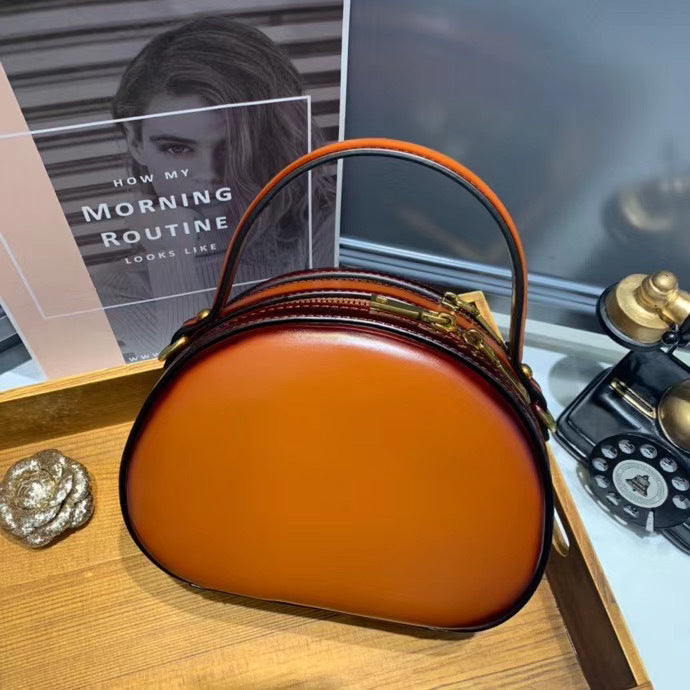 Women's Genuine Leather Round Korean Style Fashion Shoulder Bags