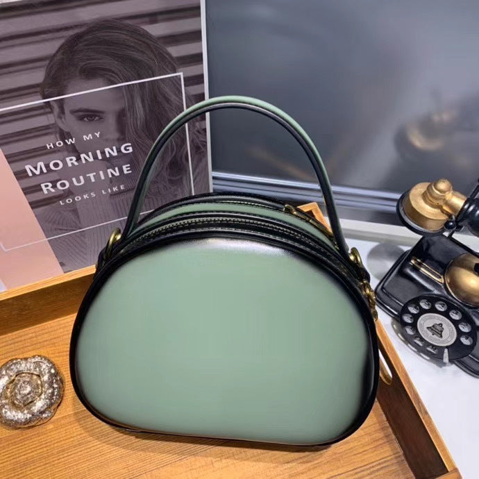 Women's Genuine Leather Round Korean Style Fashion Shoulder Bags