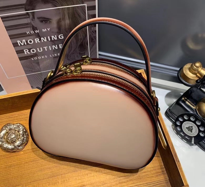 Women's Genuine Leather Round Korean Style Fashion Shoulder Bags