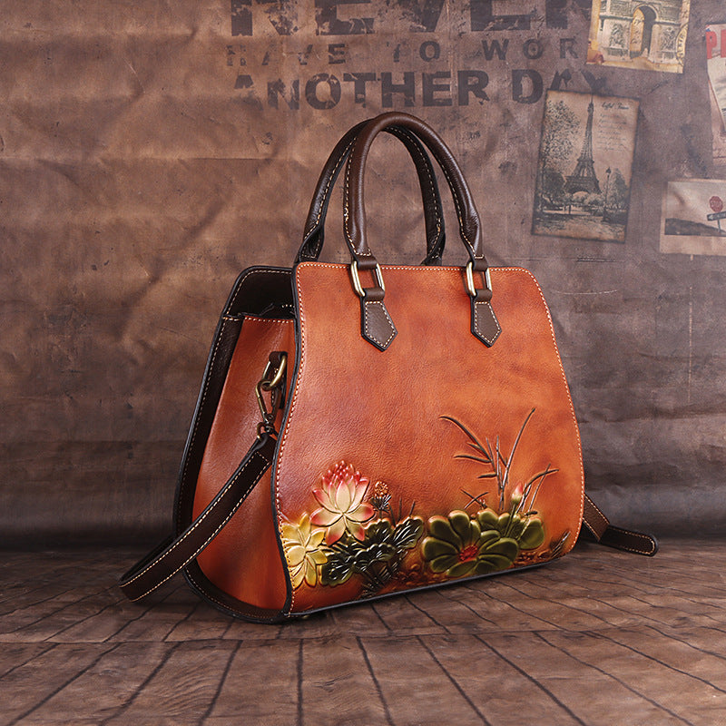 Women's First Layer Cowhide Retro Straight Hair Bags
