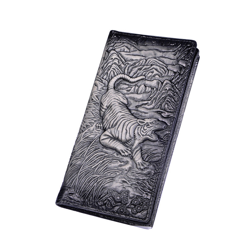 Men's Vegetable Tanned Leather Retro Simple Large Men's Wallets