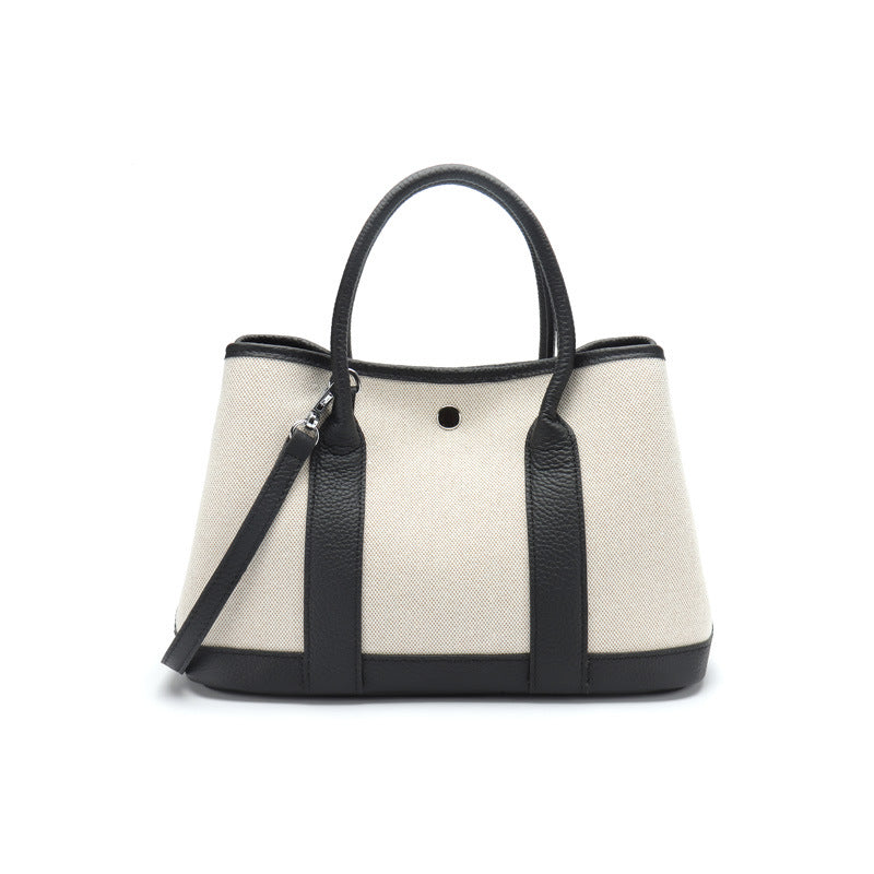 Women's First Layer Cowhide Real Leather Canvas Handbags