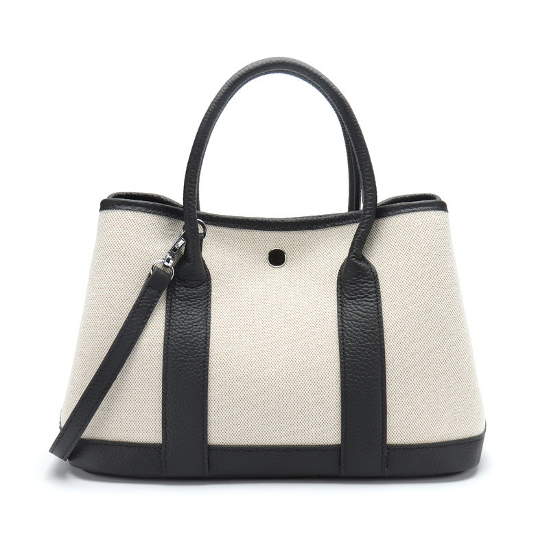 Women's First Layer Cowhide Real Leather Canvas Handbags