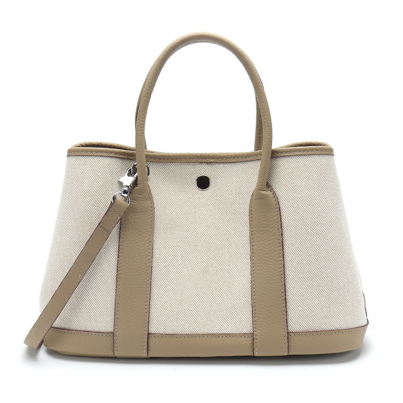 Women's First Layer Cowhide Real Leather Canvas Handbags
