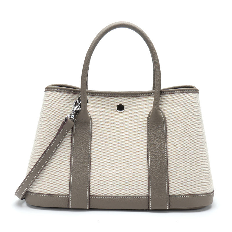 Women's First Layer Cowhide Real Leather Canvas Handbags