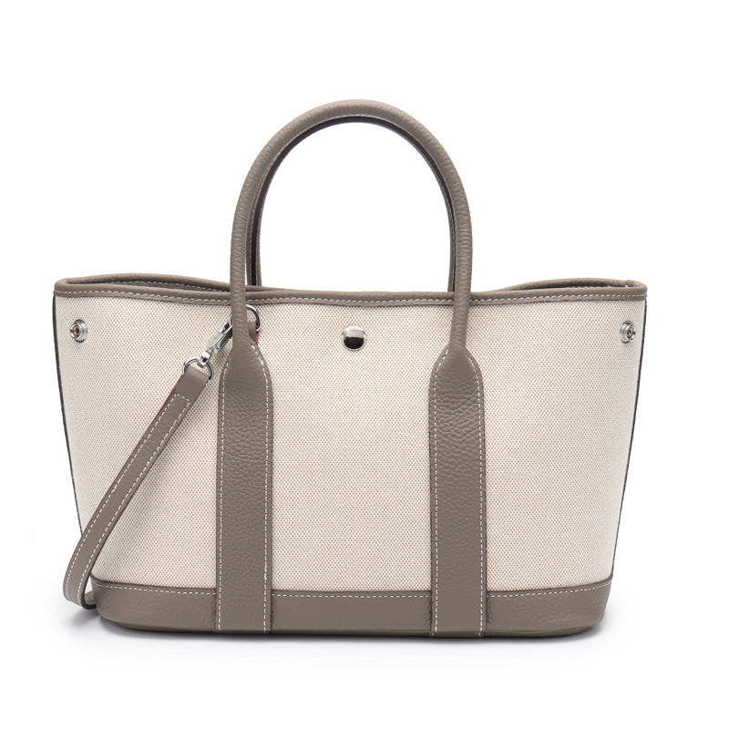 Women's First Layer Cowhide Real Leather Canvas Handbags