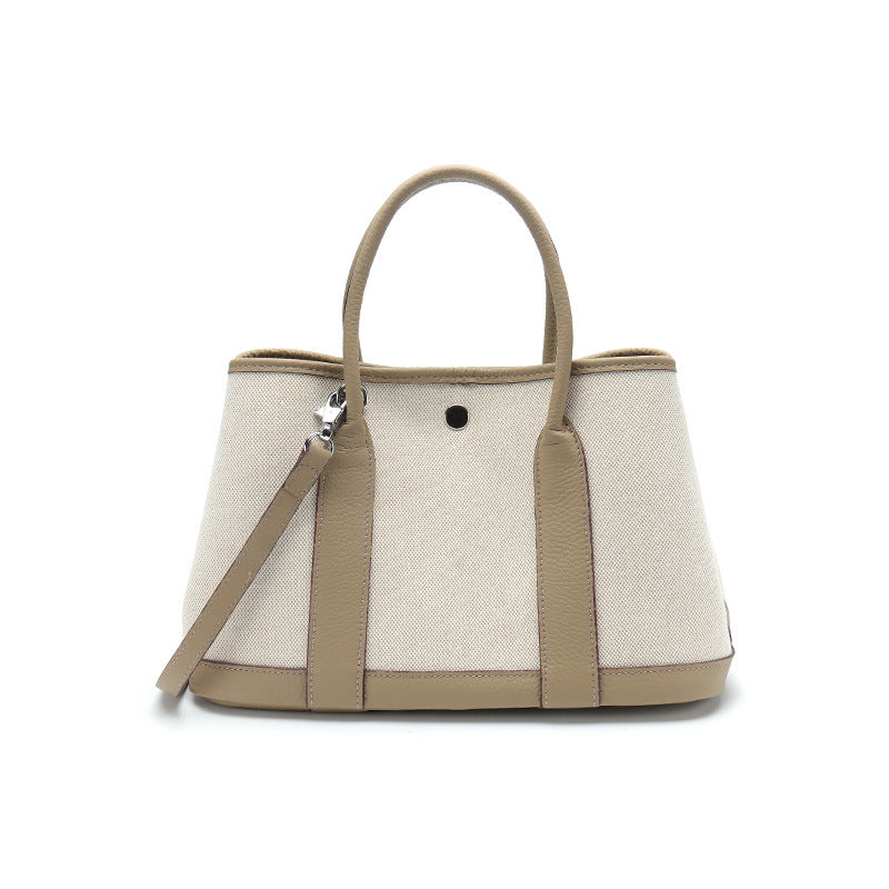 Women's First Layer Cowhide Real Leather Canvas Handbags