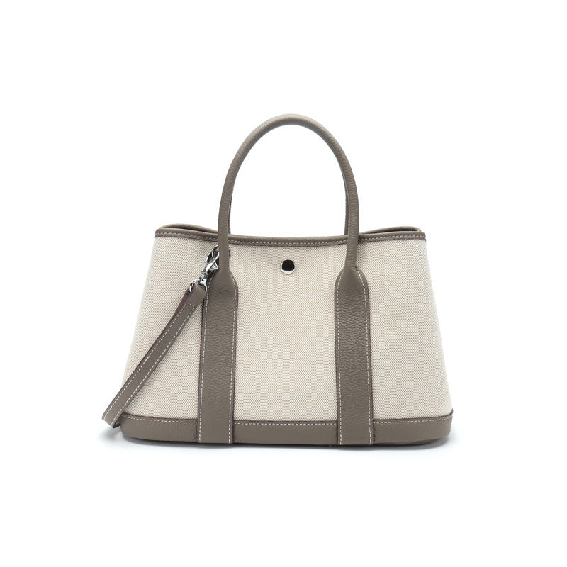 Women's First Layer Cowhide Real Leather Canvas Handbags
