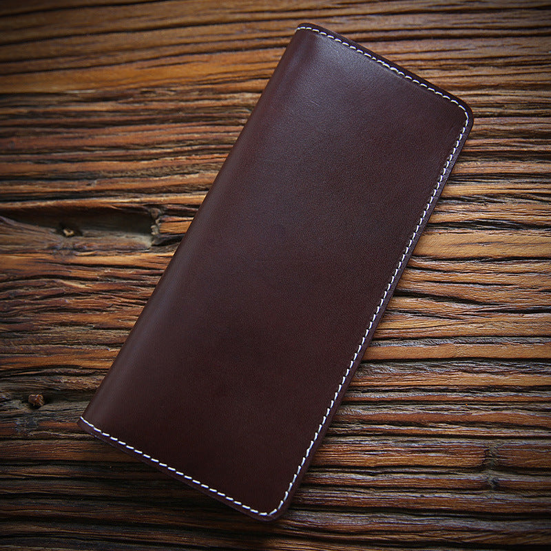 Men's Retro Long Type Italy Vegetable Tanned Leather Men's Wallets