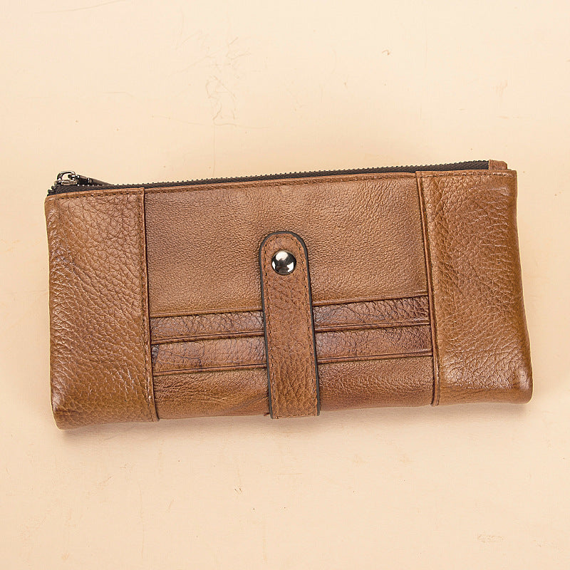 Women's & Men's & Long Type Genuine Leather Retro Men's Wallets