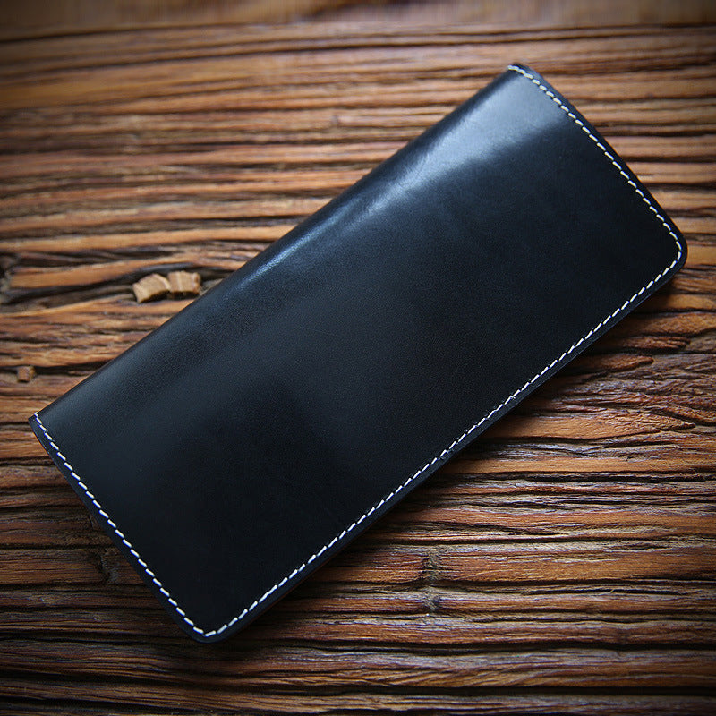 Men's Retro Long Type Italy Vegetable Tanned Leather Men's Wallets