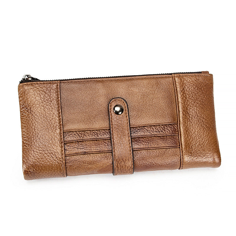 Women's & Men's & Long Type Genuine Leather Retro Men's Wallets