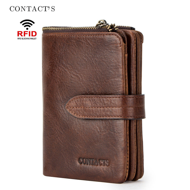 Men's Black Angel Swiping Crazy Horse Cowhide Men's Wallets