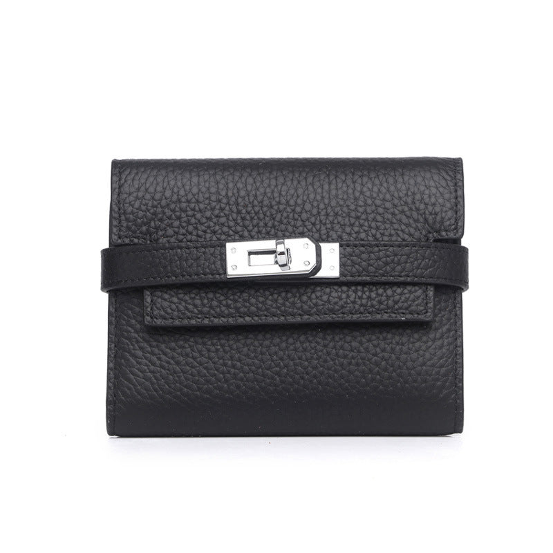 Women's Lychee Pattern Cowhide Clutch Long Genuine Ladies Wallets