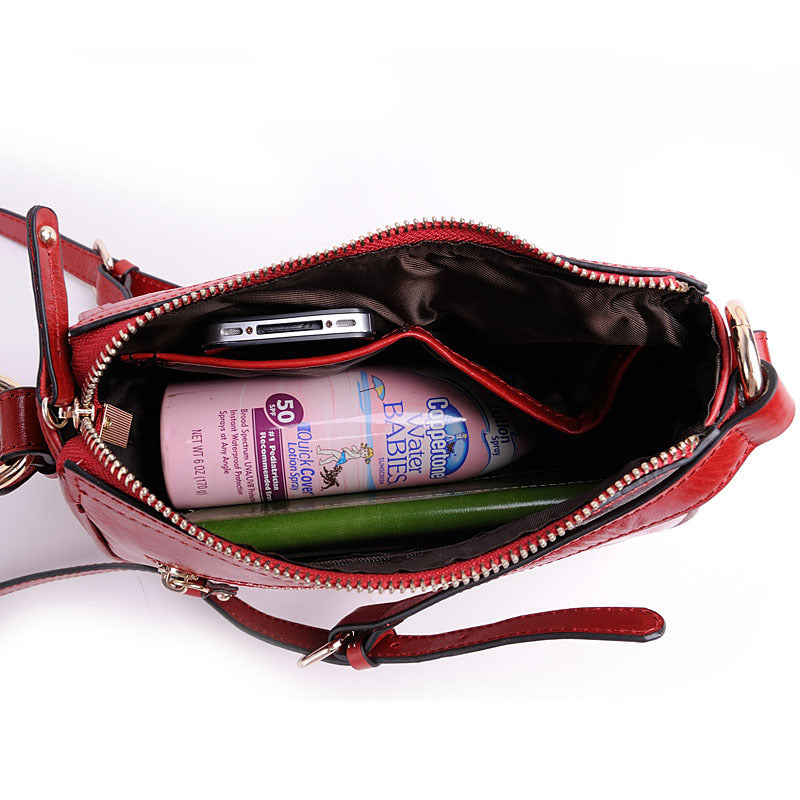 Women's Fashion Retro Oil Wax Skin Dumpling Genuine Leather Crossbody Bags