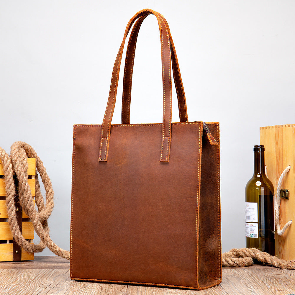 Women's Horse Leather Retro Cowhide Vertical Pc Men's Handbags