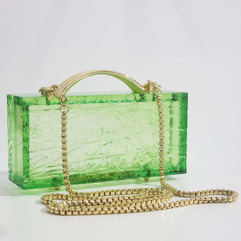 Women's Fluorescent Green Fashion Hand Grip Acrylic Simple Evening Bags